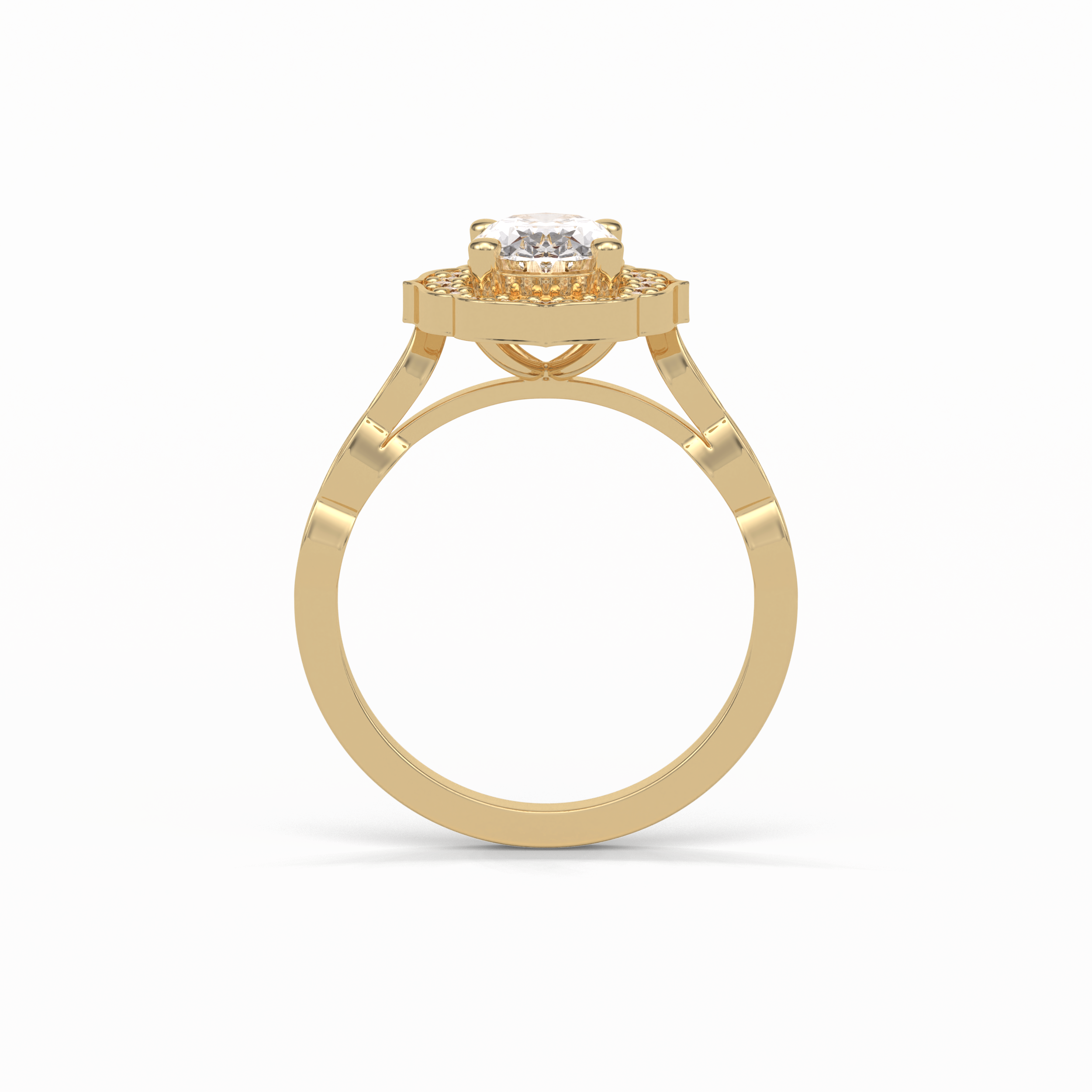 Oval Pave & Halo Lab Grown Diamond Engagement Ring