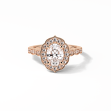 Oval Pave & Halo Lab Grown Diamond Engagement Ring