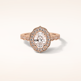 1.31 CT Oval Shaped Halo & Pave Moissanite Engagement Ring