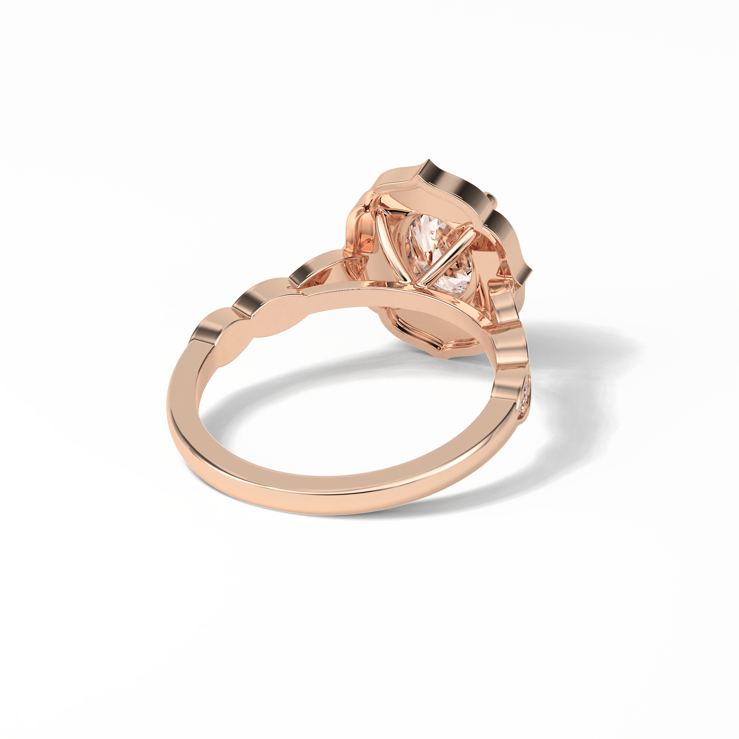 Oval Pave & Halo Lab Grown Diamond Engagement Ring