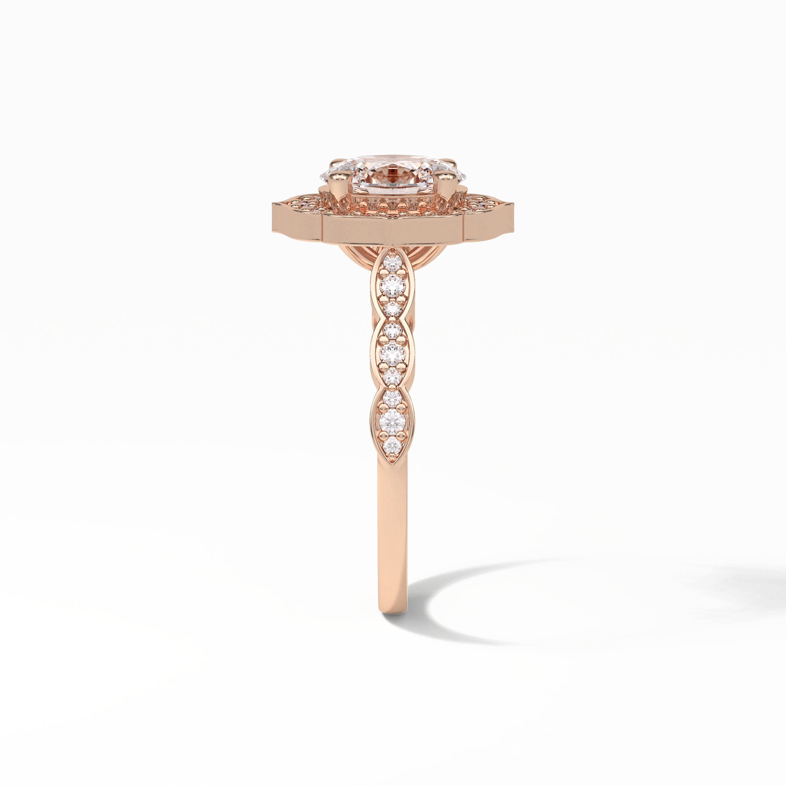 Oval Pave & Halo Lab Grown Diamond Engagement Ring