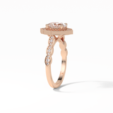 Oval Pave & Halo Lab Grown Diamond Engagement Ring