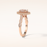 1.31 CT Oval Shaped Halo & Pave Moissanite Engagement Ring