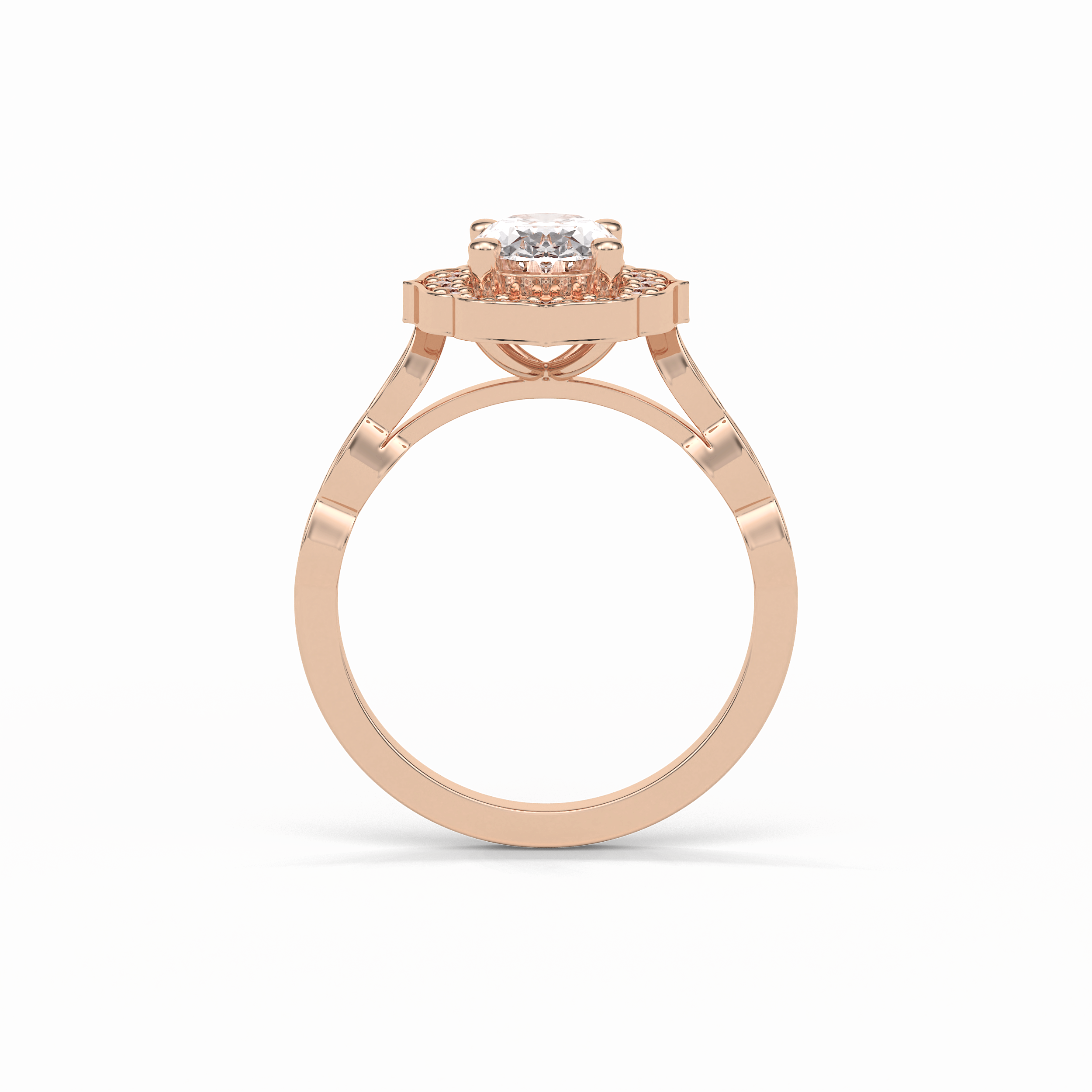Oval Pave & Halo Lab Grown Diamond Engagement Ring