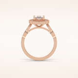 1.31 CT Oval Shaped Halo & Pave Moissanite Engagement Ring