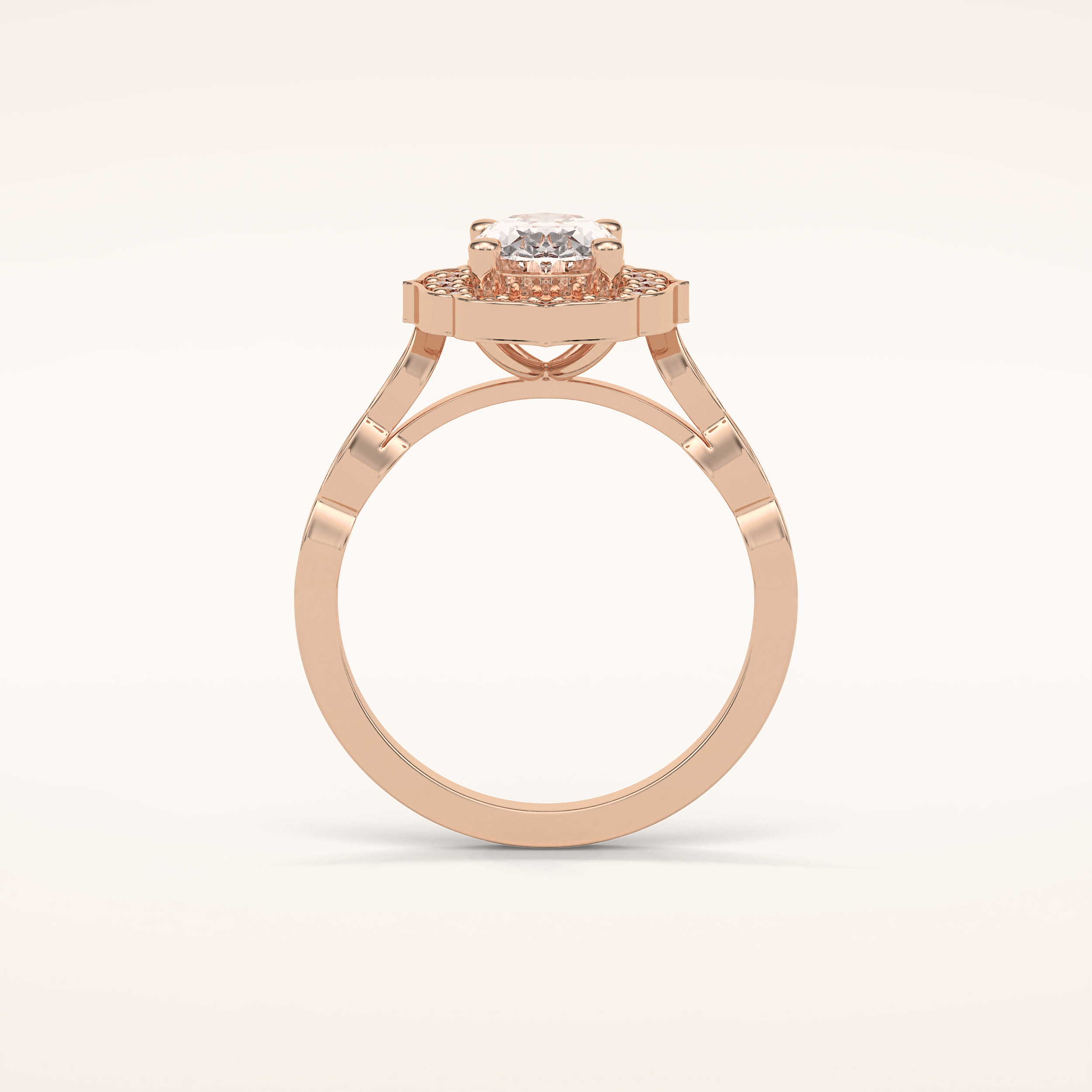 1.31 CT Oval Shaped Halo & Pave Moissanite Engagement Ring