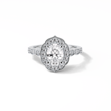 Oval Pave & Halo Lab Grown Diamond Engagement Ring