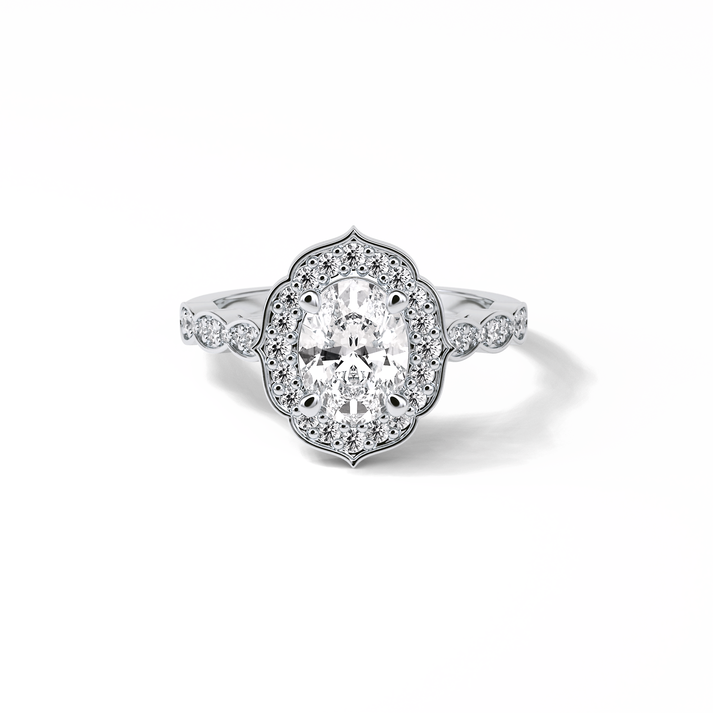 Oval Pave & Halo Lab Grown Diamond Engagement Ring