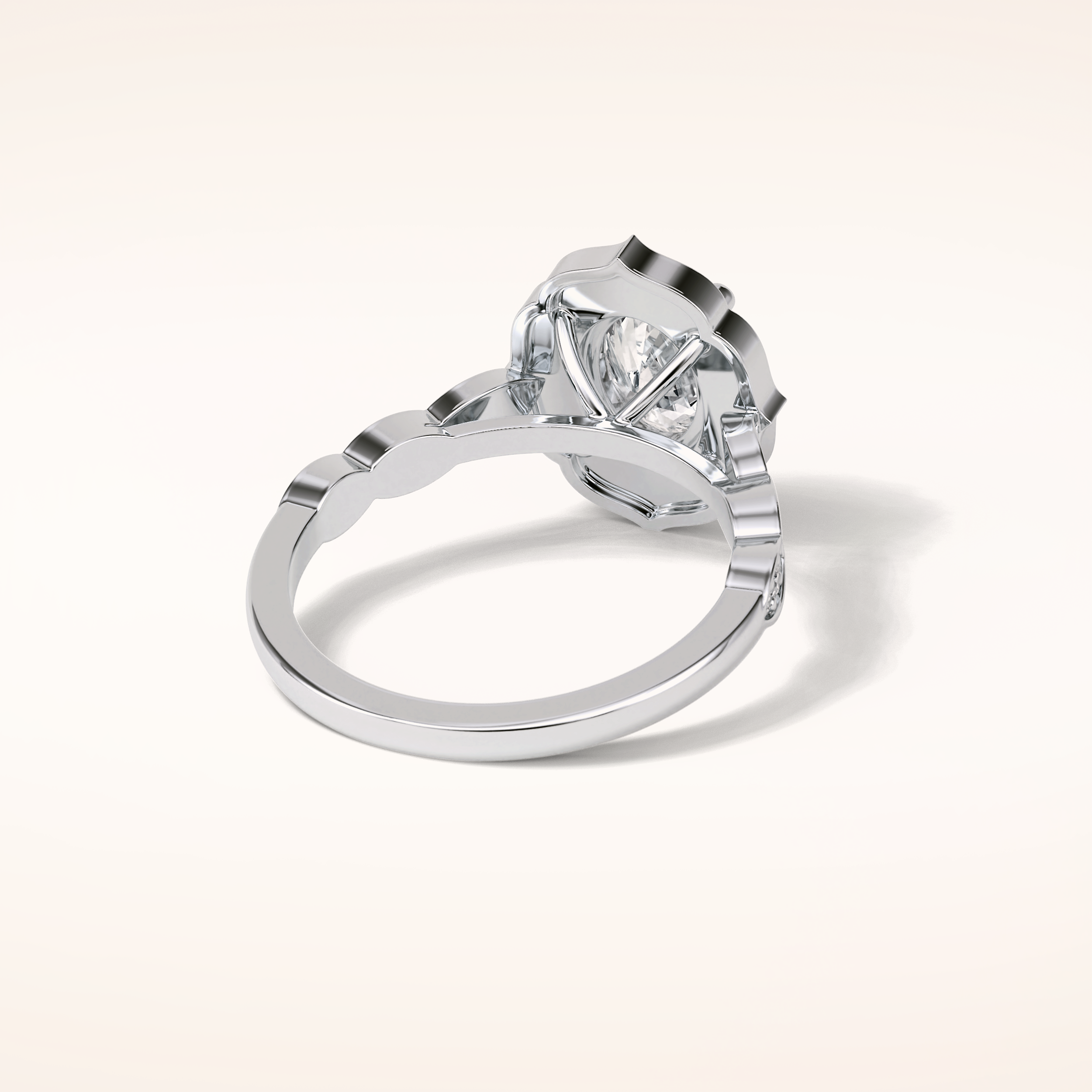 1.31 CT Oval Shaped Halo & Pave Moissanite Engagement Ring