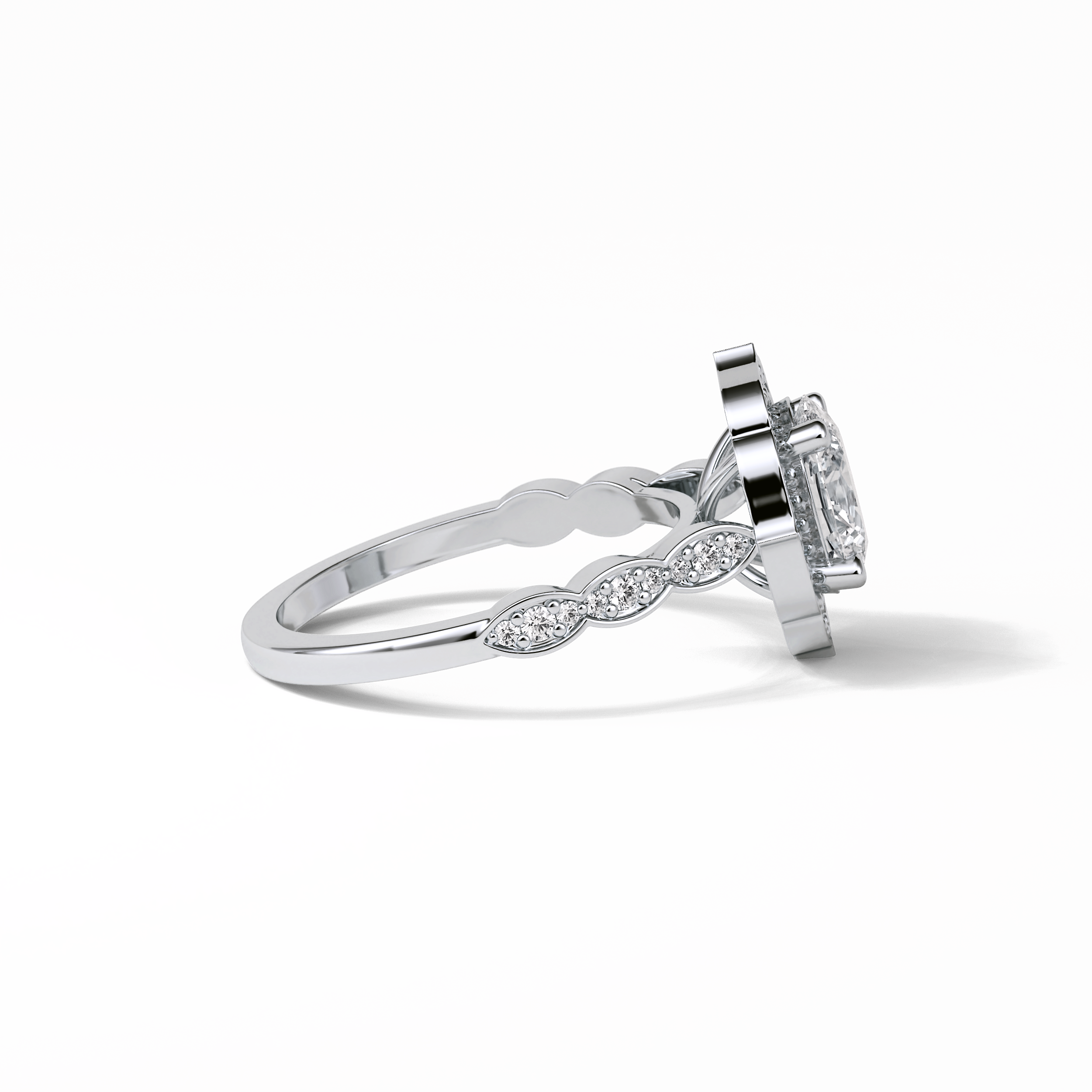 Oval Pave & Halo Lab Grown Diamond Engagement Ring