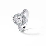 Oval Pave & Halo Lab Grown Diamond Engagement Ring