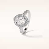1.31 CT Oval Shaped Halo & Pave Moissanite Engagement Ring