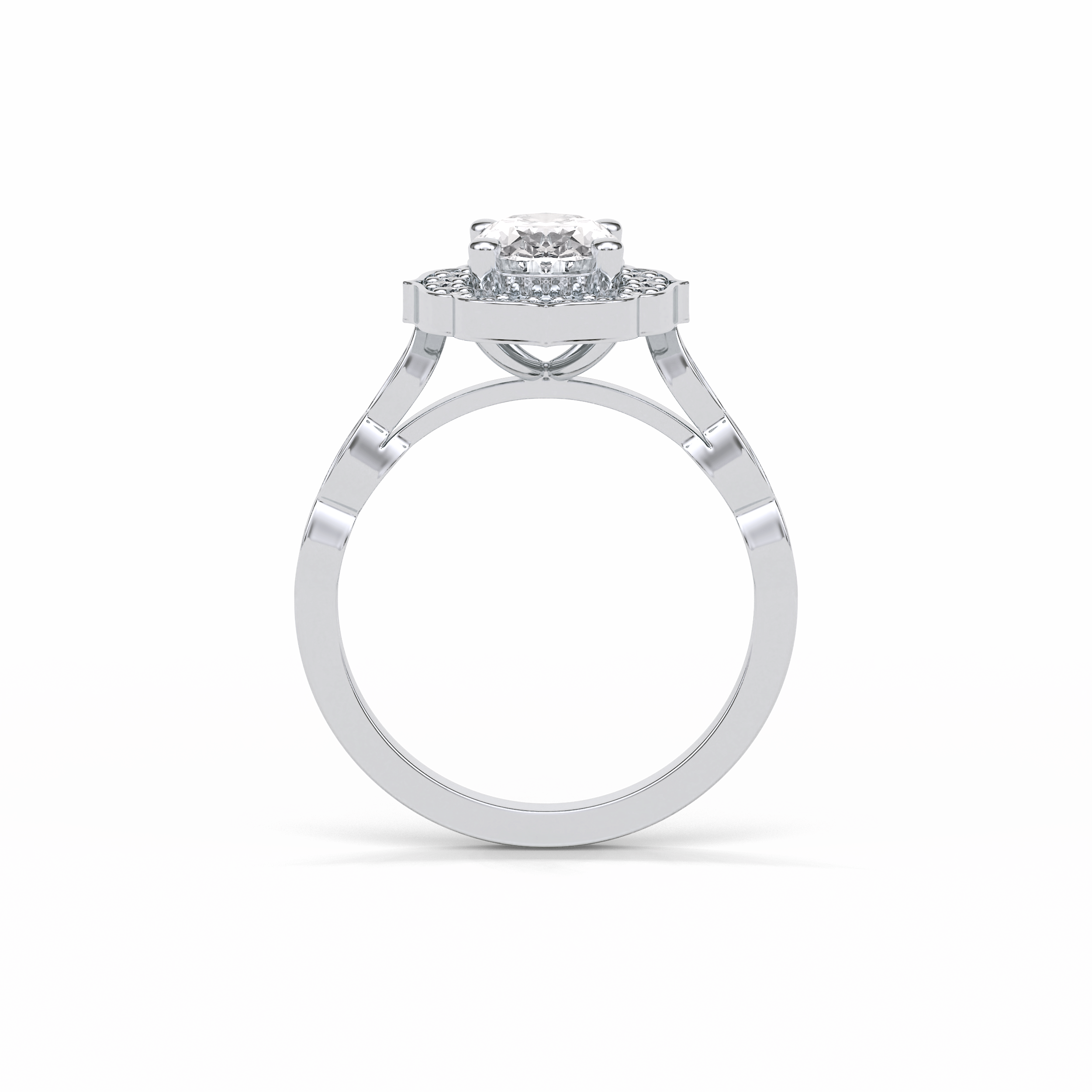 Oval Pave & Halo Lab Grown Diamond Engagement Ring