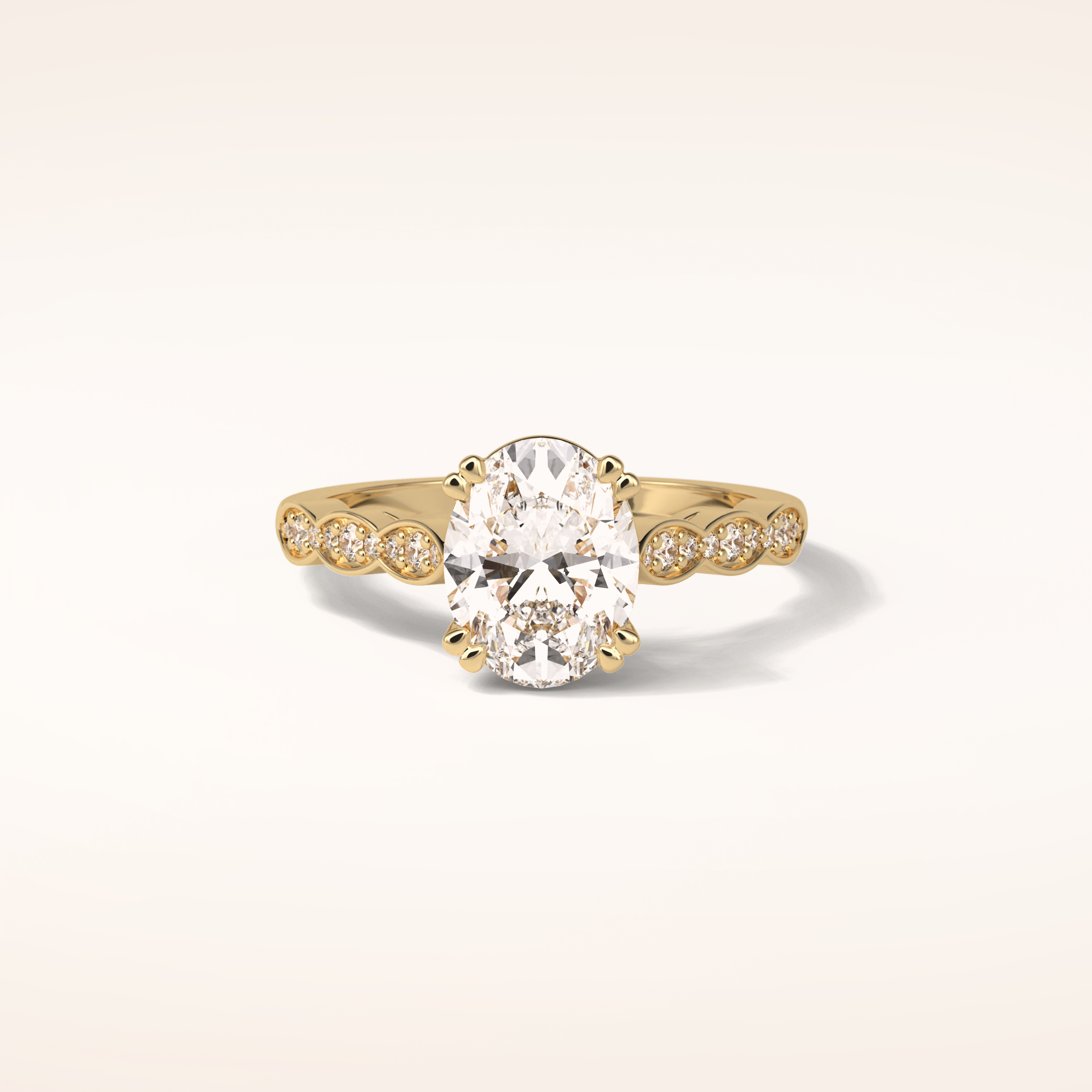 1.91 CT Oval Shaped Pave Moissanite Engagement Ring