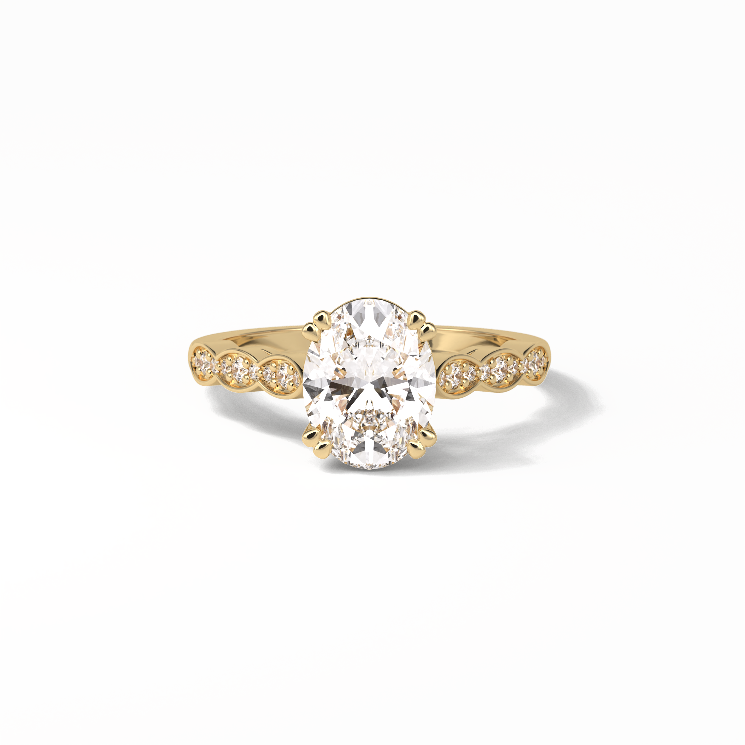 Oval Pave & Halo Lab Grown Diamond Engagement Ring