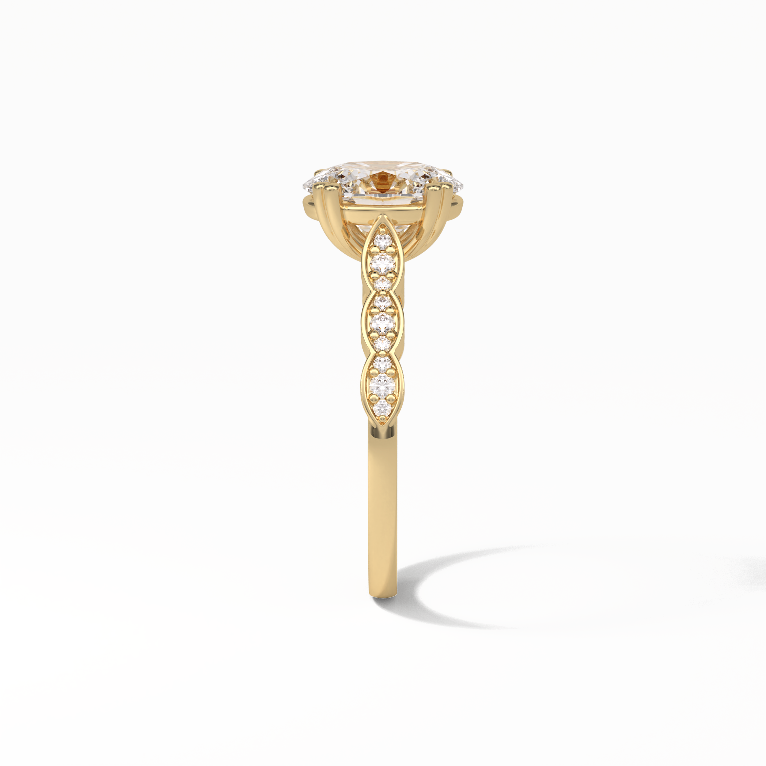 Oval Pave & Halo Lab Grown Diamond Engagement Ring
