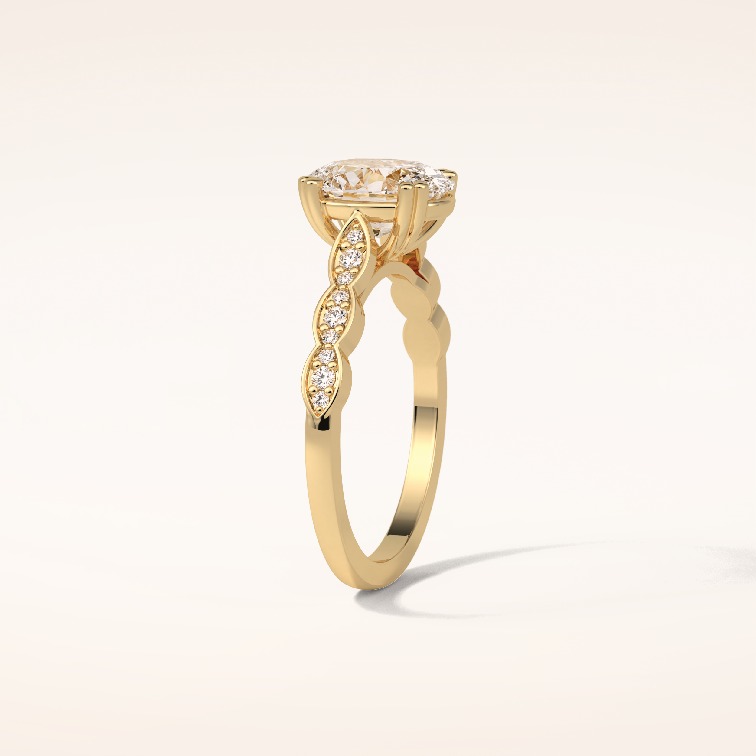 1.91 CT Oval Shaped Pave Moissanite Engagement Ring