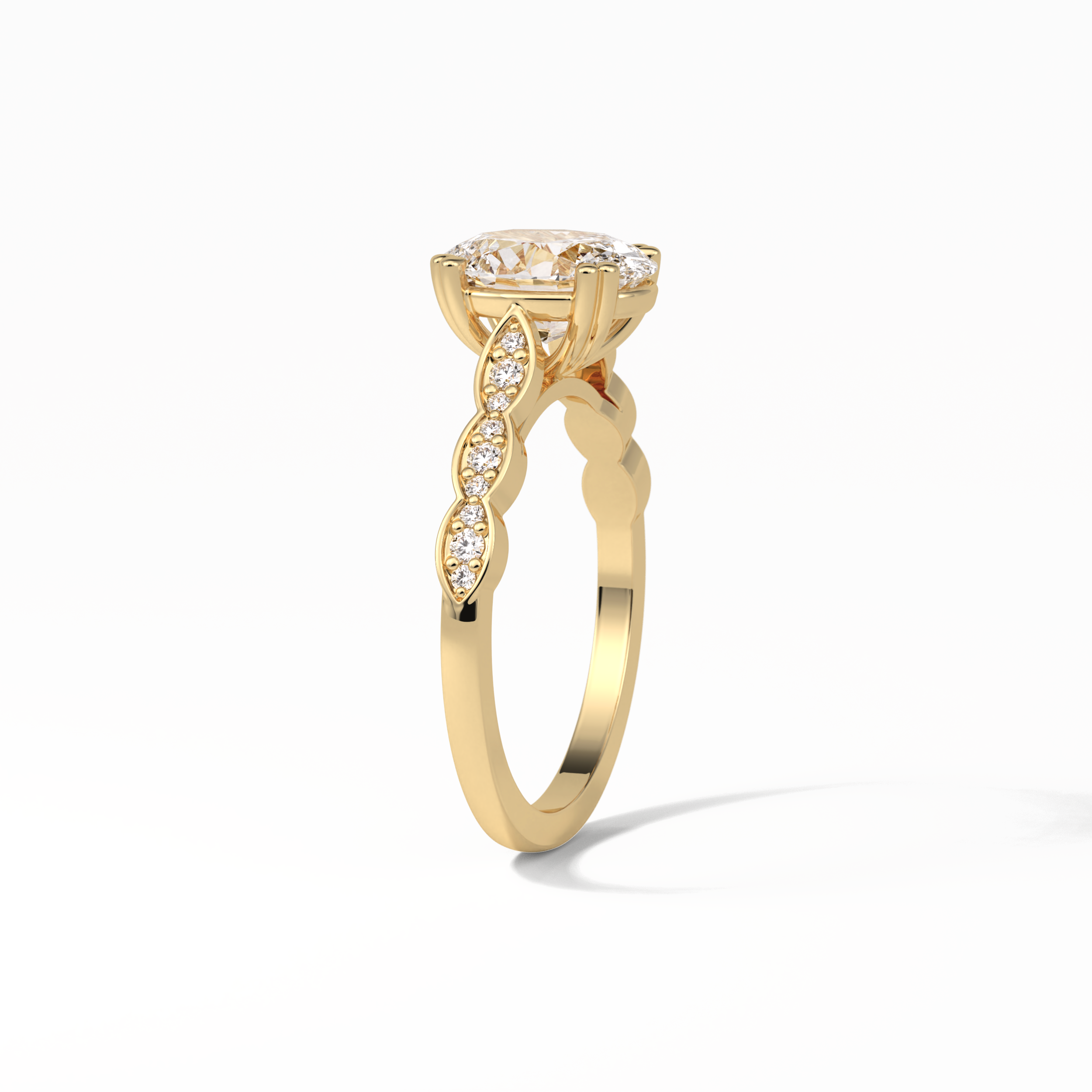 Oval Pave & Halo Lab Grown Diamond Engagement Ring