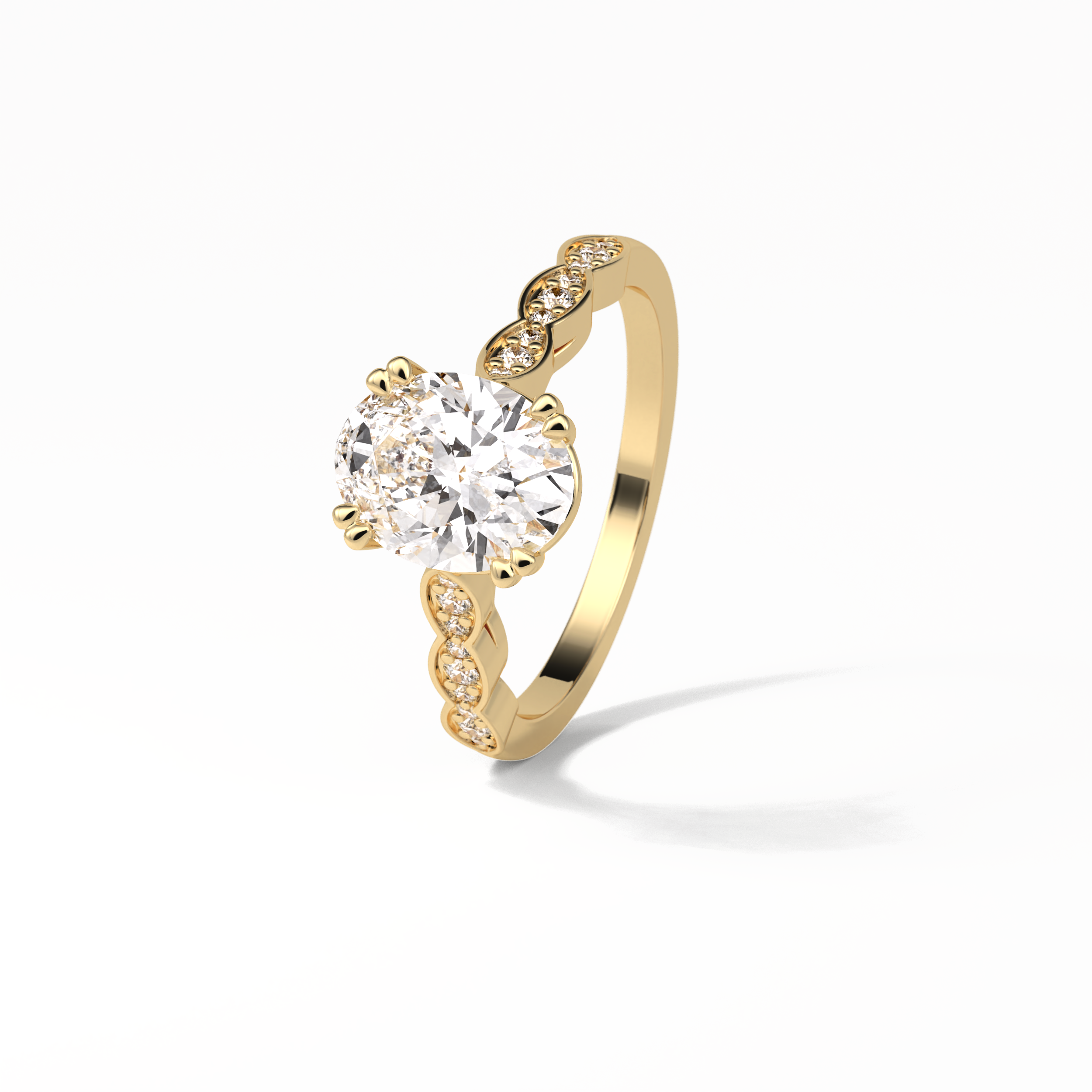 Oval Pave & Halo Lab Grown Diamond Engagement Ring