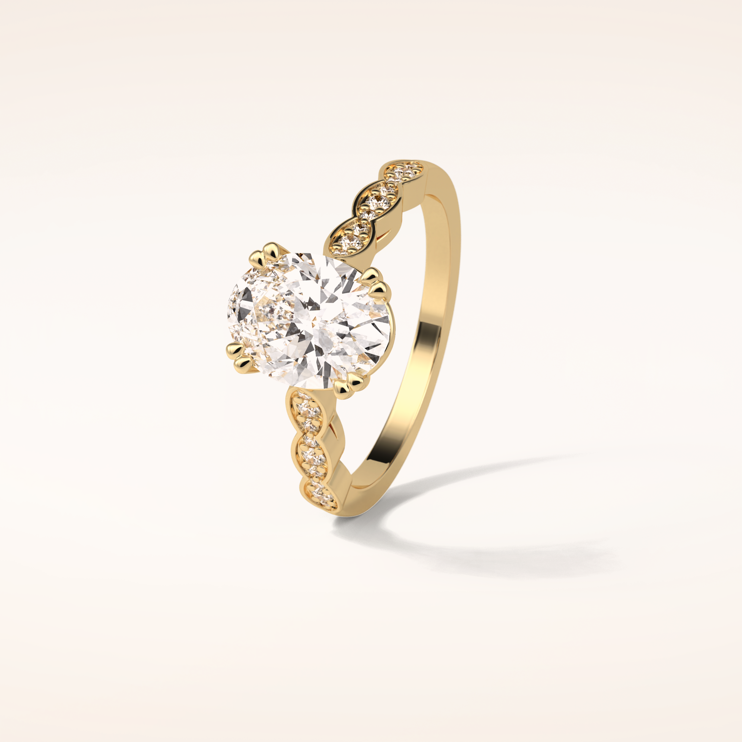 1.91 CT Oval Shaped Pave Moissanite Engagement Ring