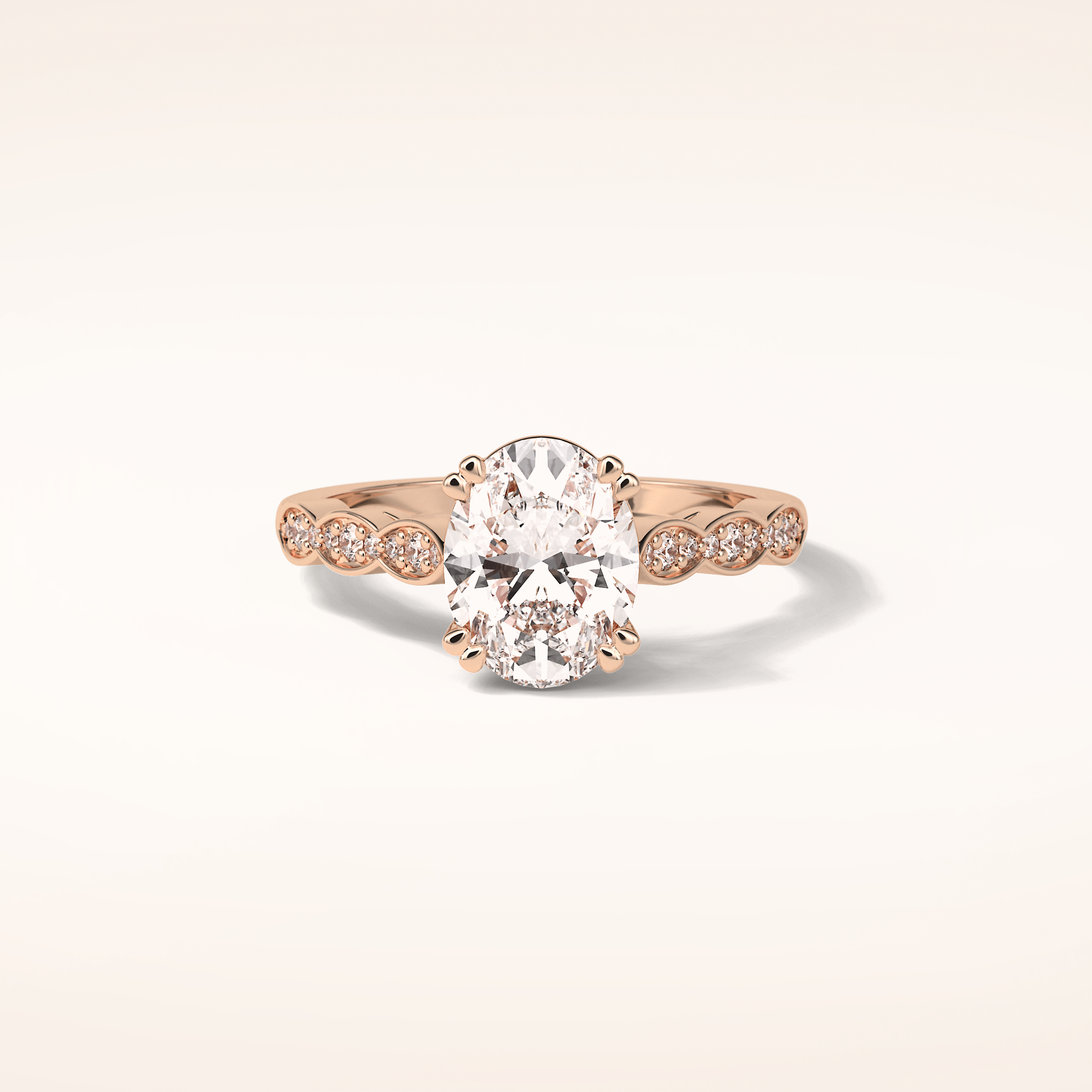 1.91 CT Oval Shaped Pave Moissanite Engagement Ring