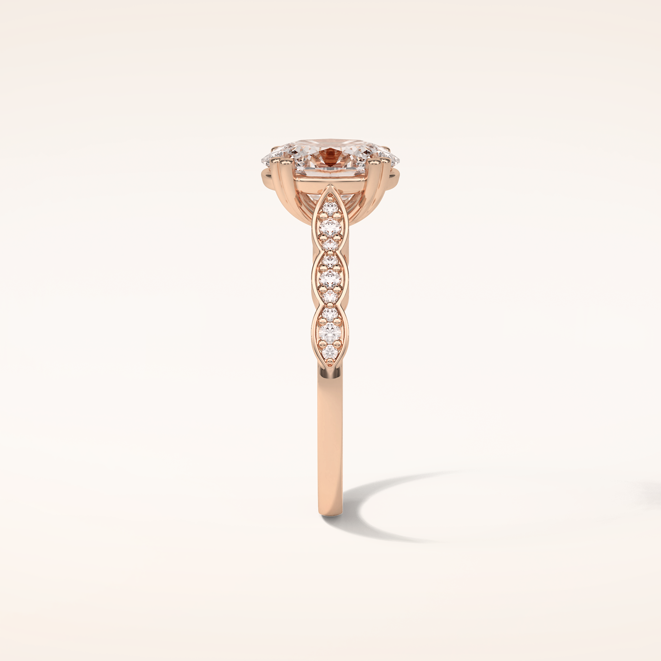 1.91 CT Oval Shaped Pave Moissanite Engagement Ring