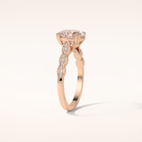 1.91 CT Oval Shaped Pave Moissanite Engagement Ring