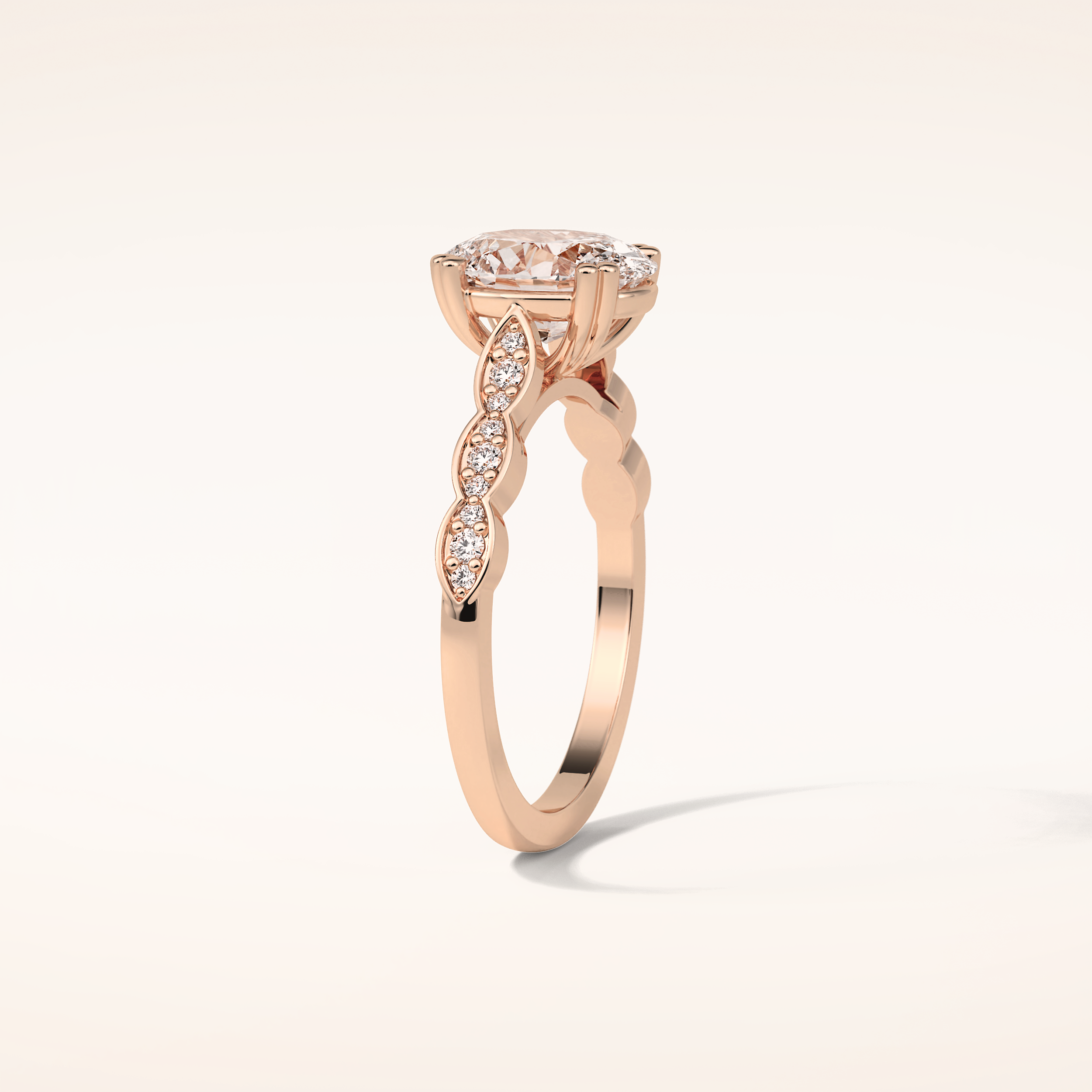 1.91 CT Oval Shaped Pave Moissanite Engagement Ring