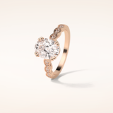 1.91 CT Oval Shaped Pave Moissanite Engagement Ring