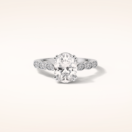 1.91 CT Oval Shaped Pave Moissanite Engagement Ring