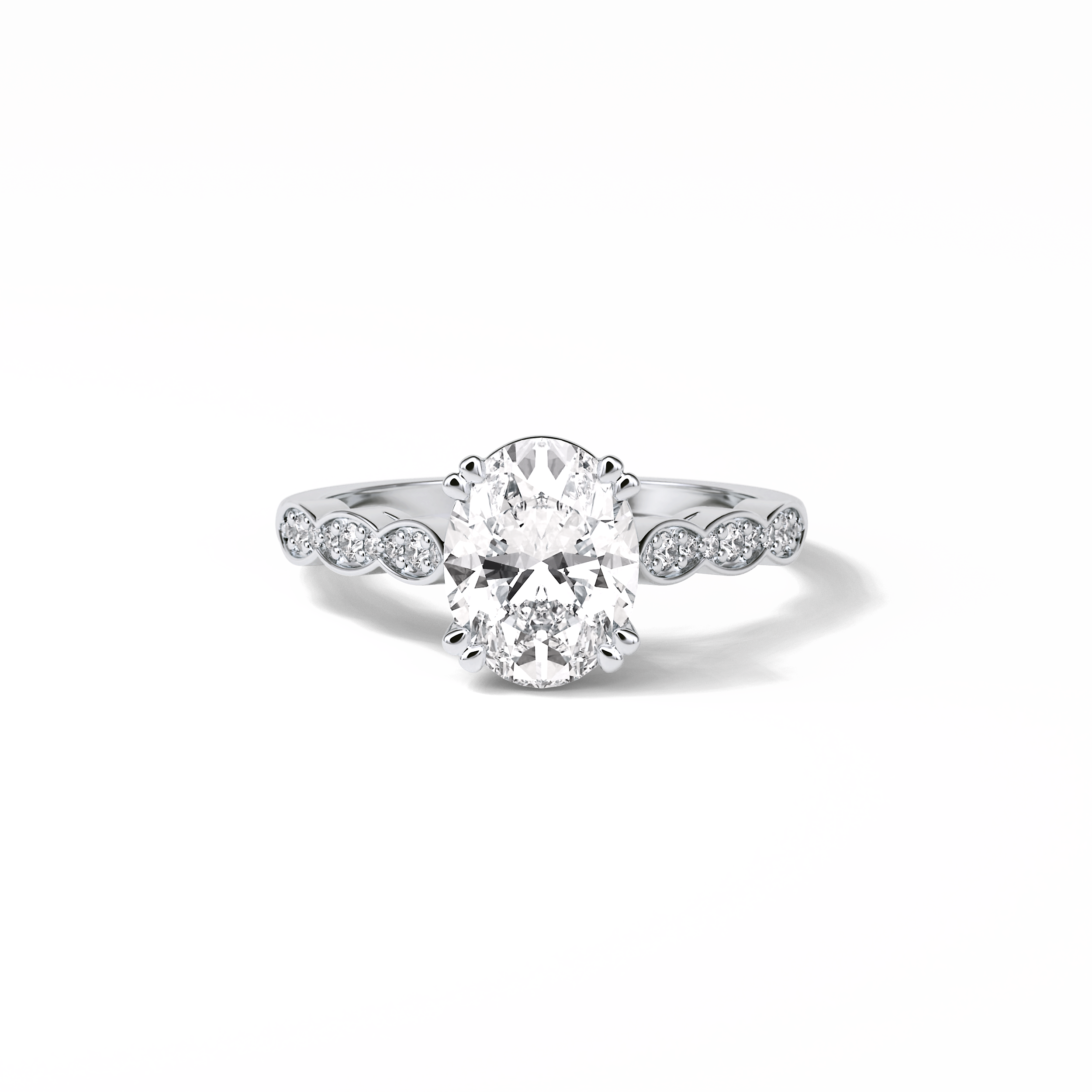 Oval Pave & Halo Lab Grown Diamond Engagement Ring
