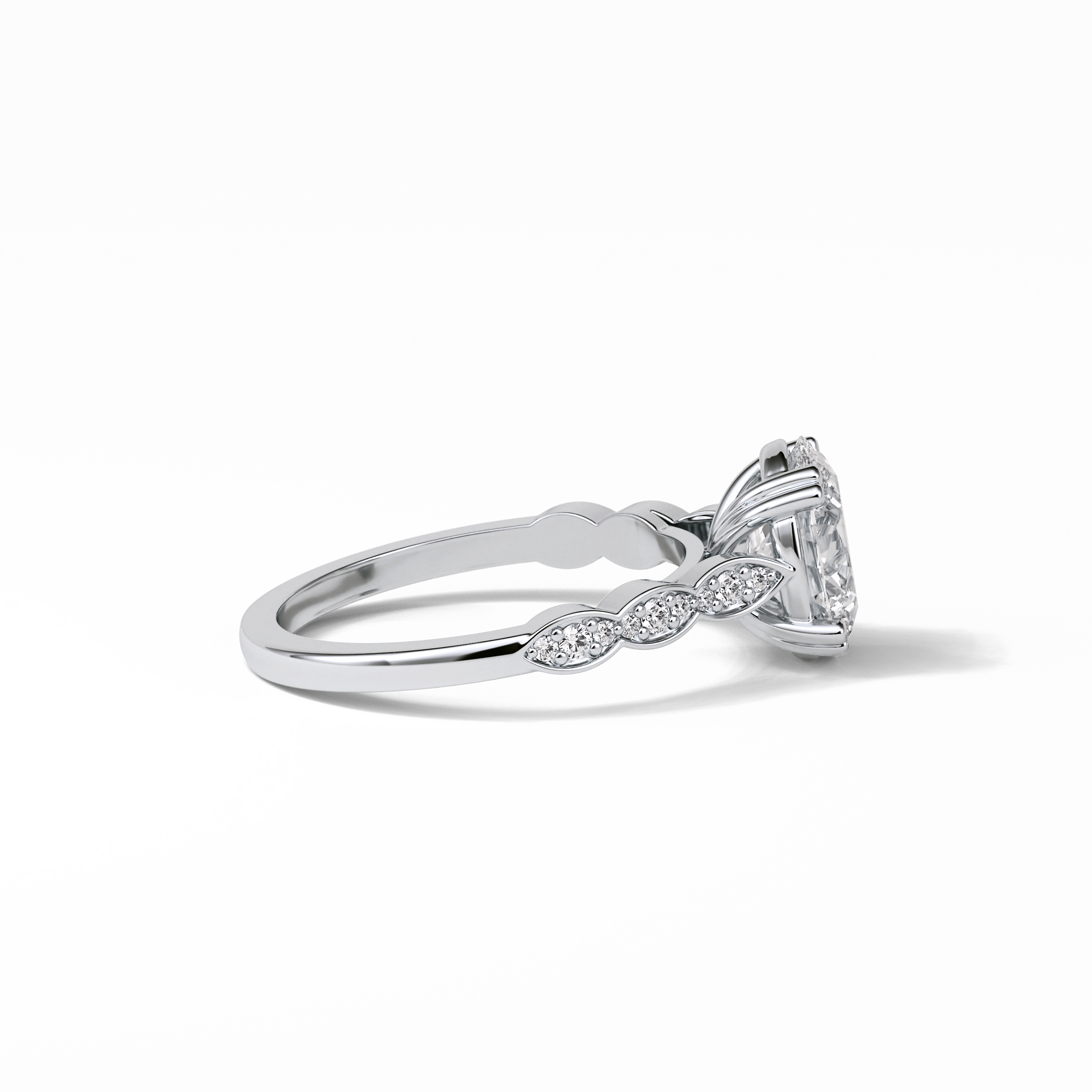 Oval Pave & Halo Lab Grown Diamond Engagement Ring