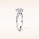 1.91 CT Oval Shaped Pave Moissanite Engagement Ring