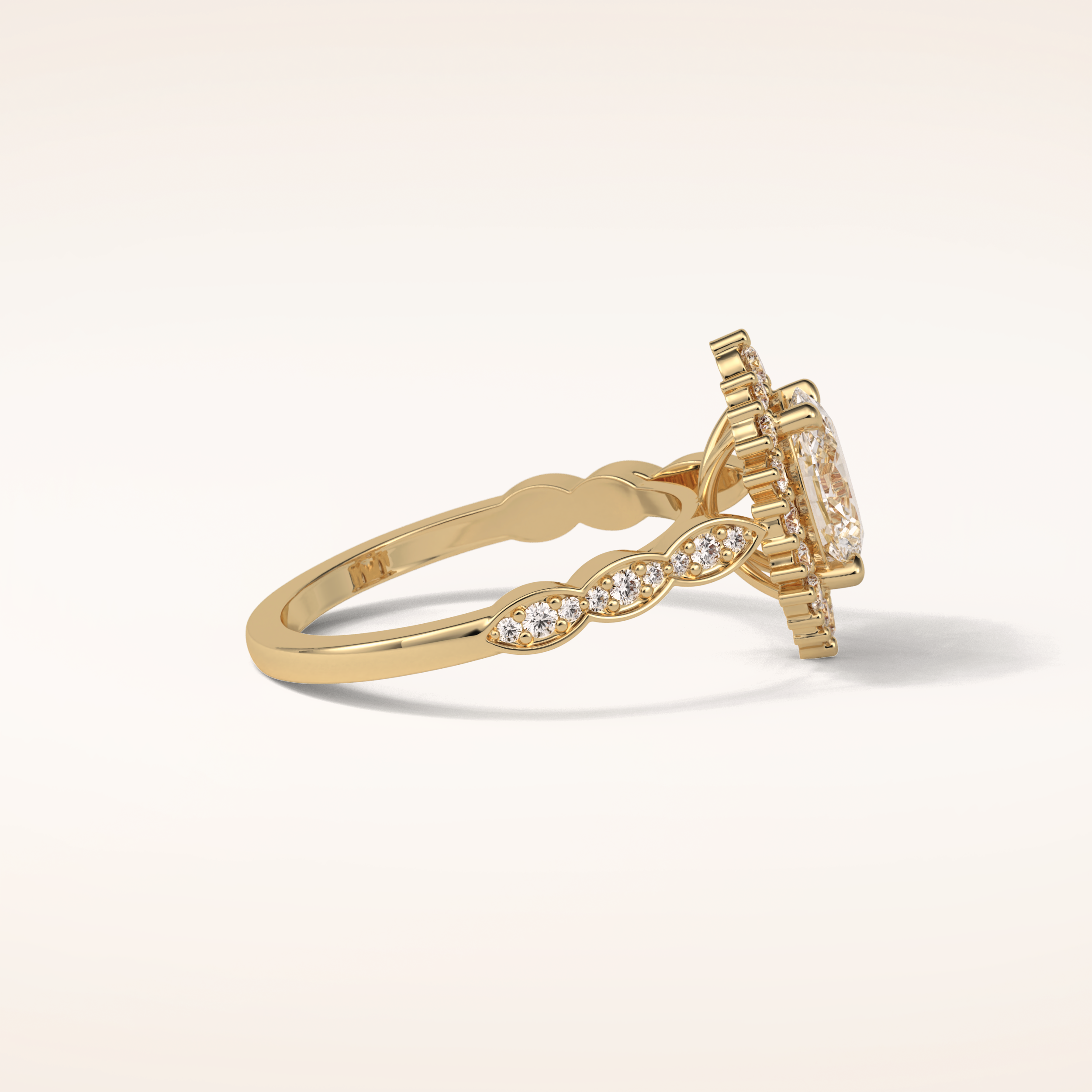 1.33 CT Oval Shaped Pave Moissanite Engagement Ring