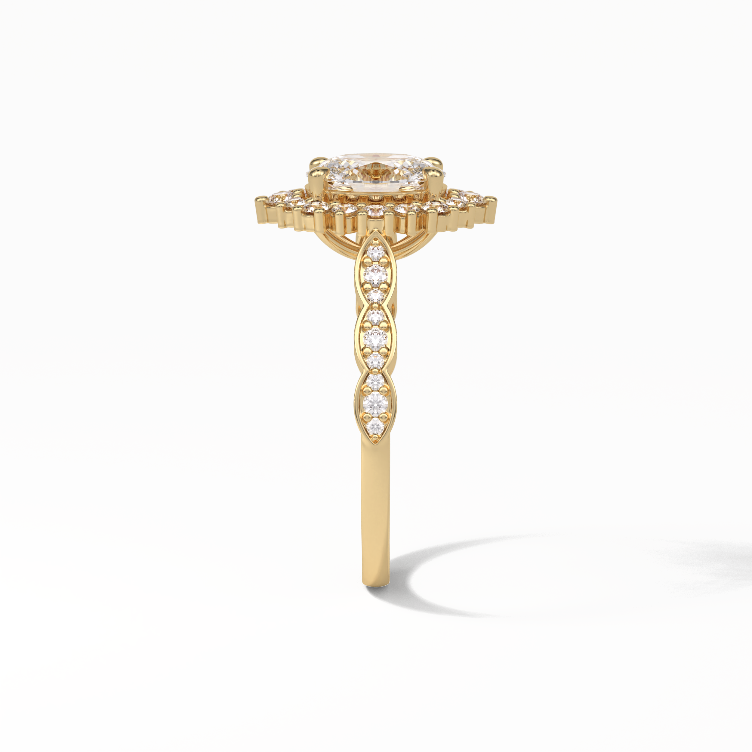 Oval Pave & Cluster Lab Grown Diamond Engagement Ring