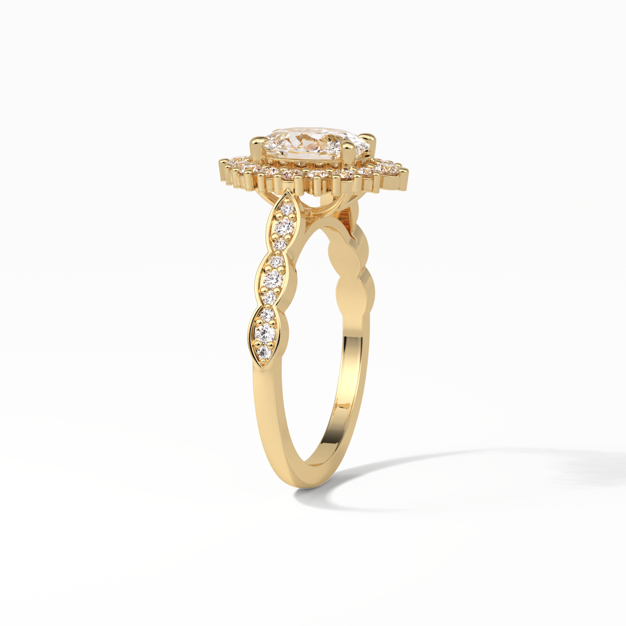 Oval Pave & Cluster Lab Grown Diamond Engagement Ring