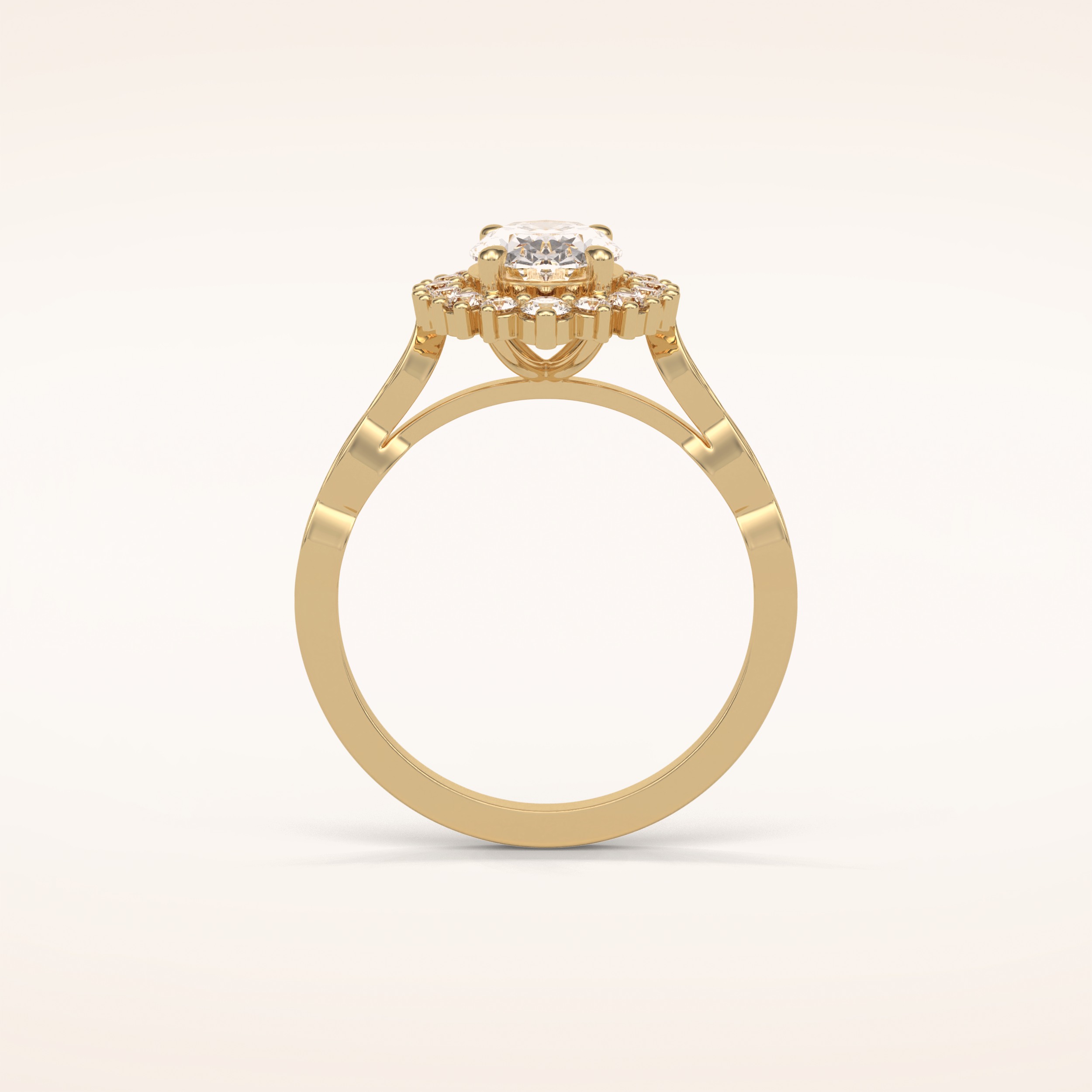 1.33 CT Oval Shaped Pave Moissanite Engagement Ring