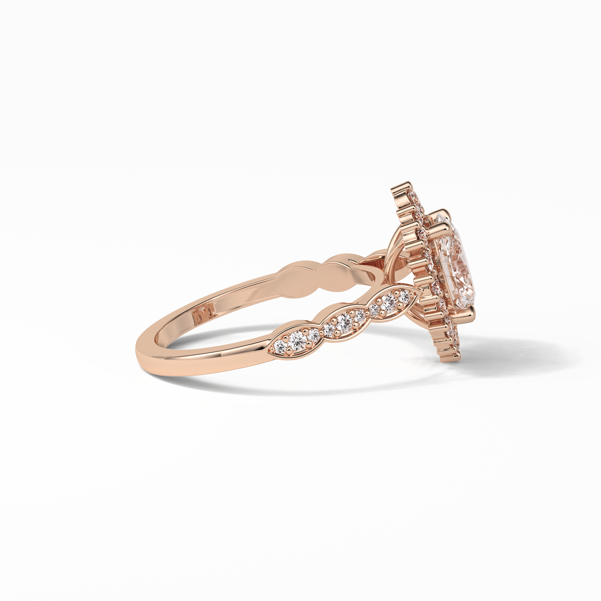 Oval Pave & Cluster Lab Grown Diamond Engagement Ring