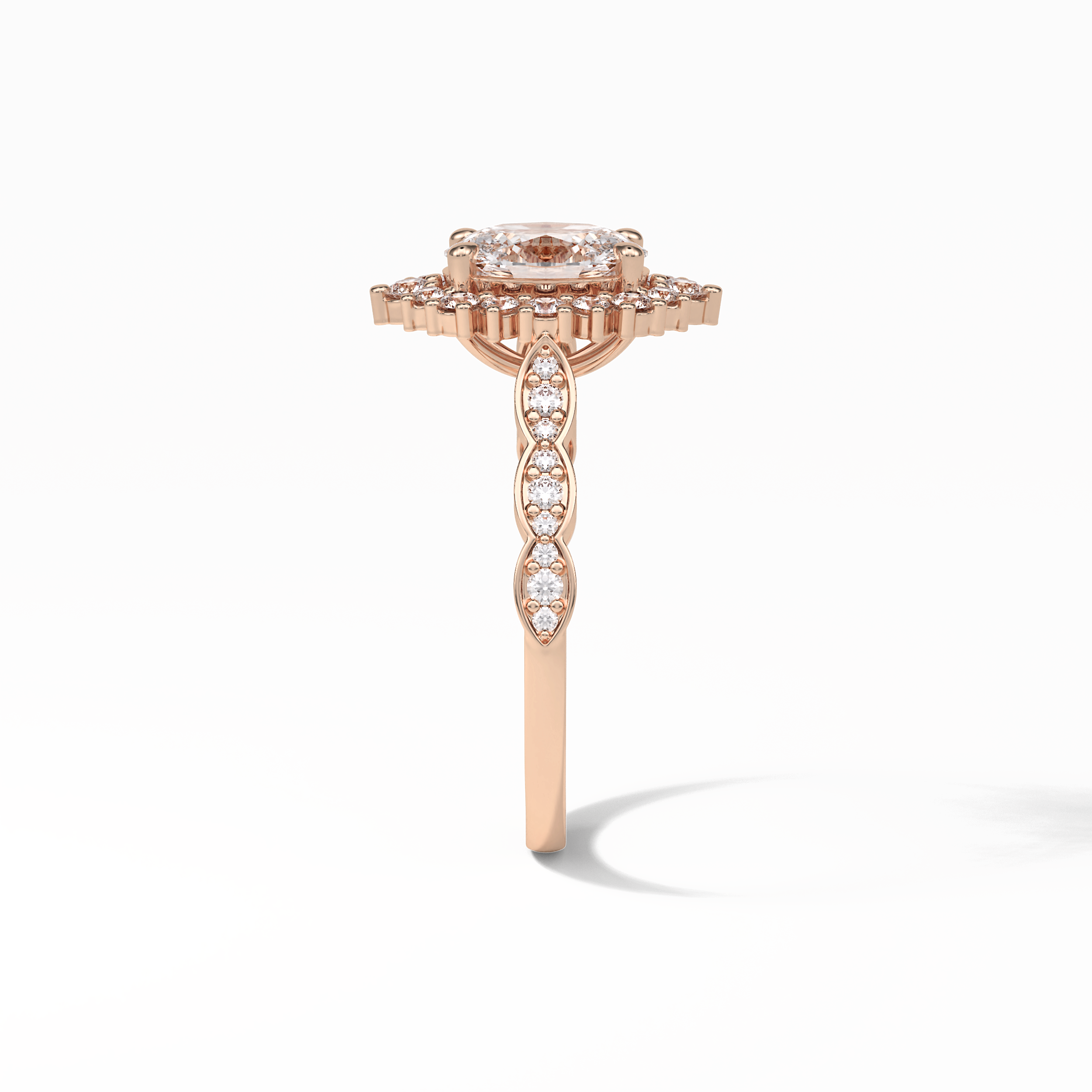 Oval Pave & Cluster Lab Grown Diamond Engagement Ring