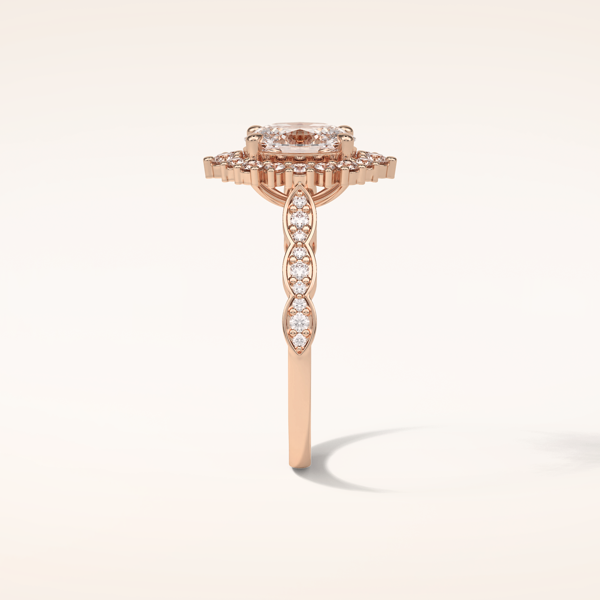 1.33 CT Oval Shaped Pave Moissanite Engagement Ring