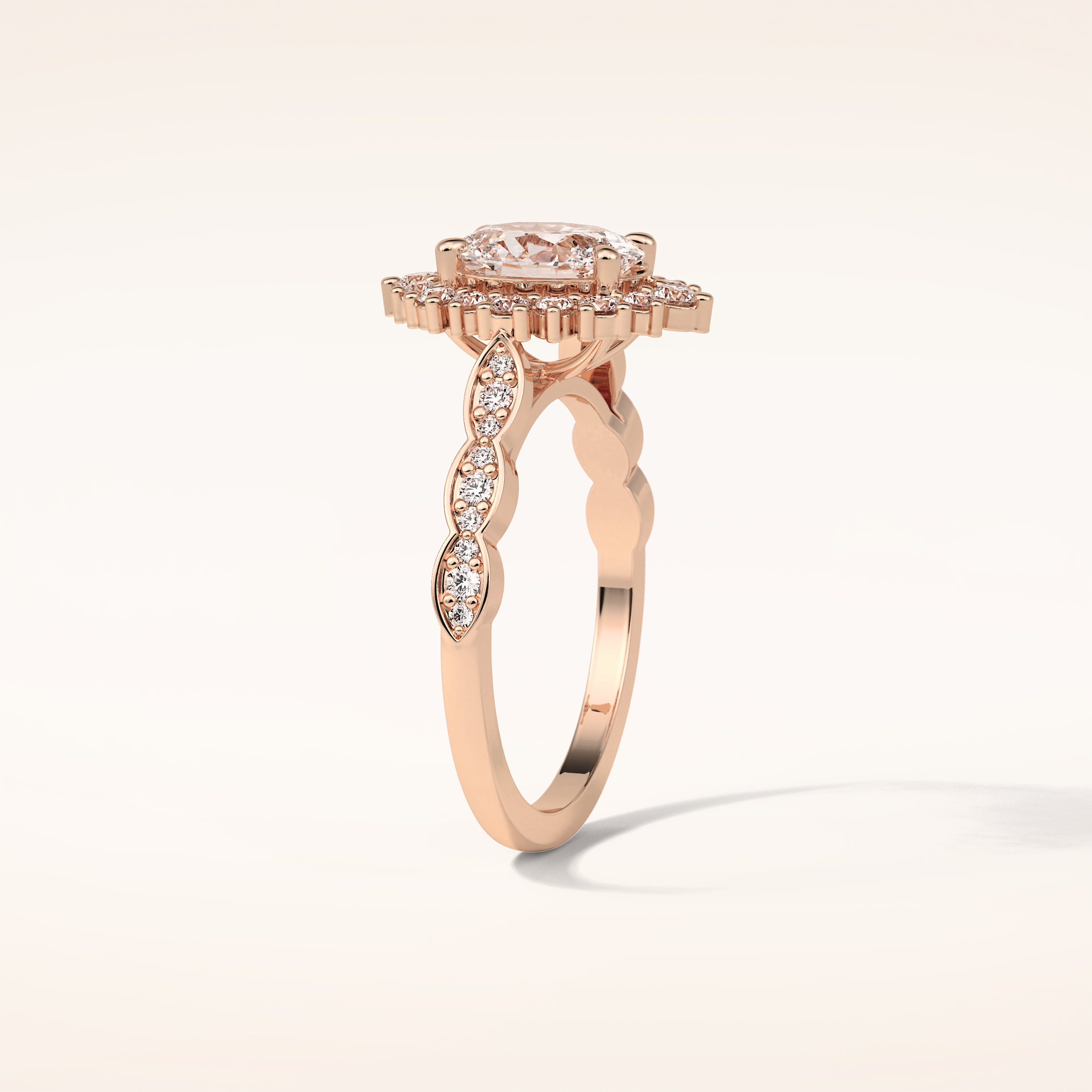 1.33 CT Oval Shaped Pave Moissanite Engagement Ring