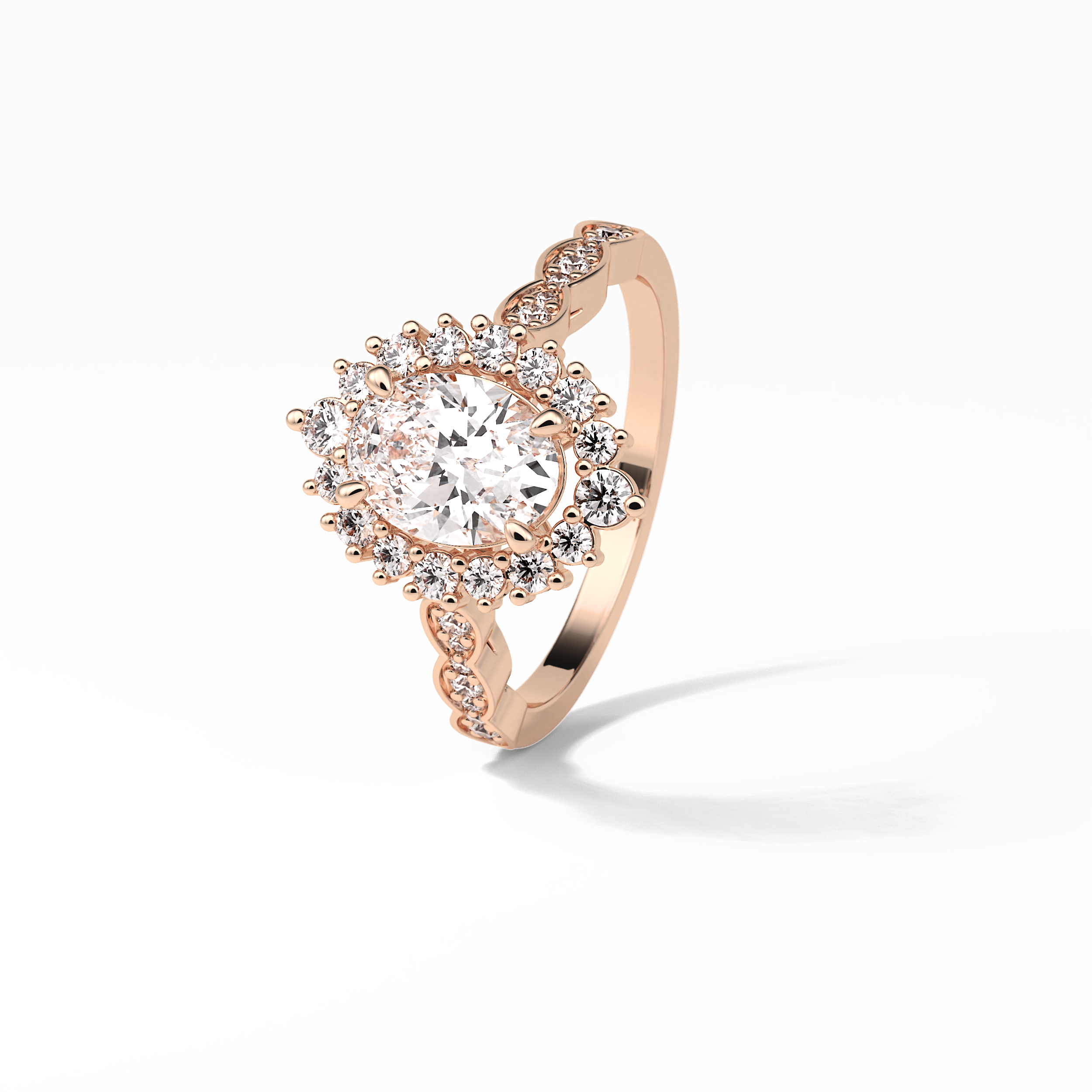 Oval Pave & Cluster Lab Grown Diamond Engagement Ring