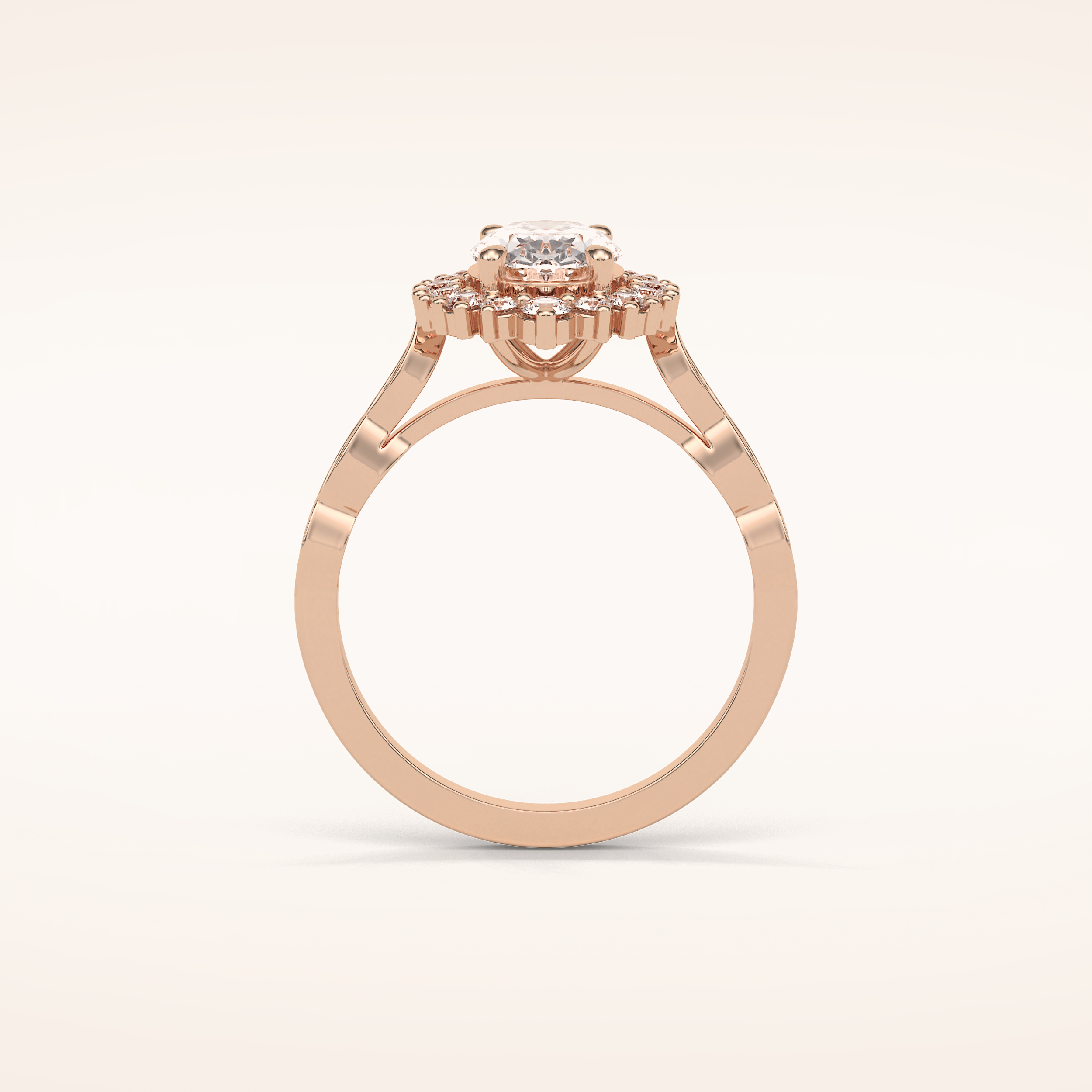 1.33 CT Oval Shaped Pave Moissanite Engagement Ring