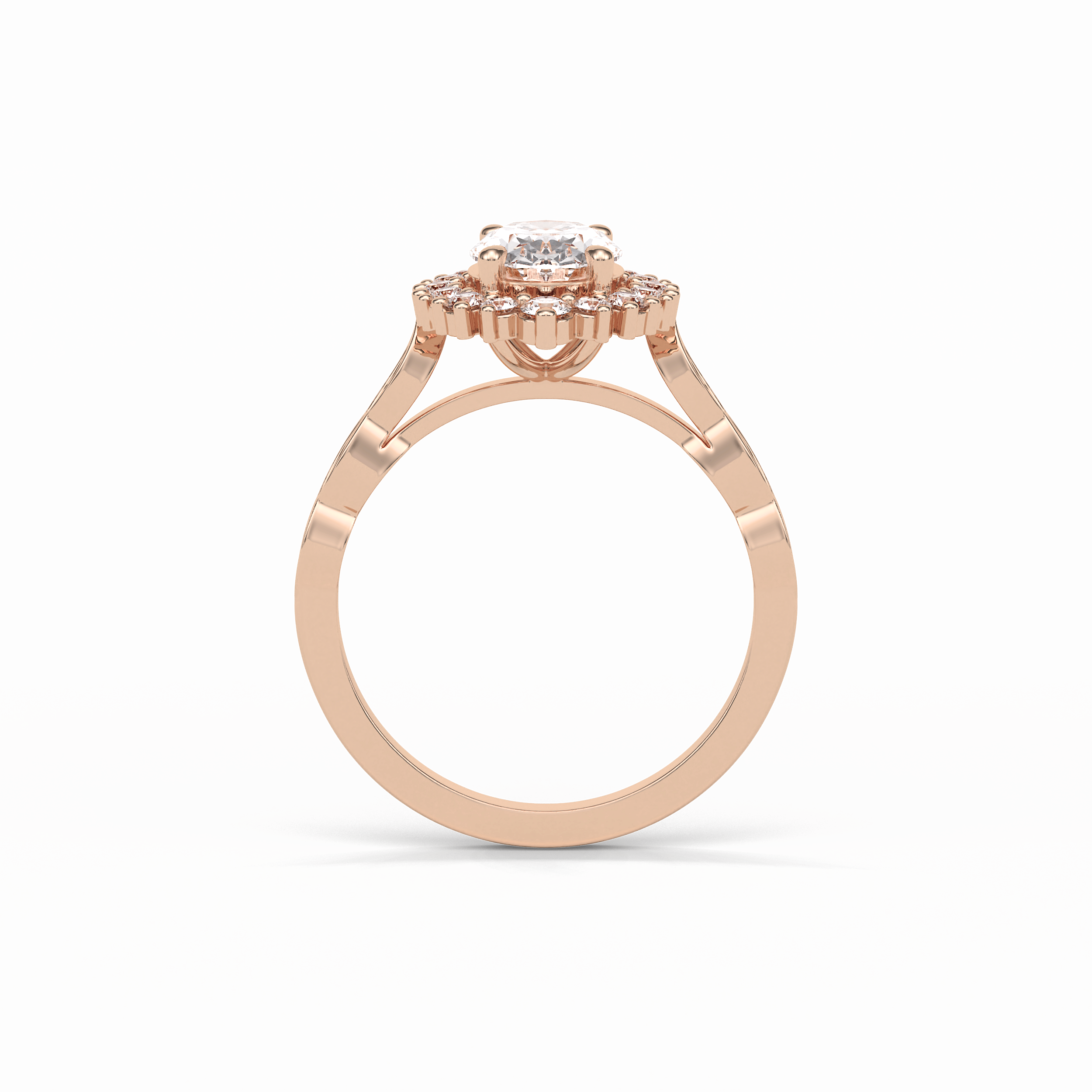 Oval Pave & Cluster Lab Grown Diamond Engagement Ring