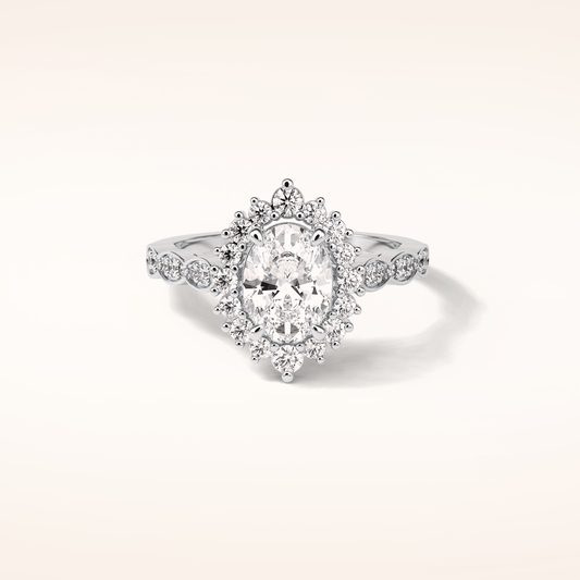 1.33 CT Oval Shaped Pave Moissanite Engagement Ring