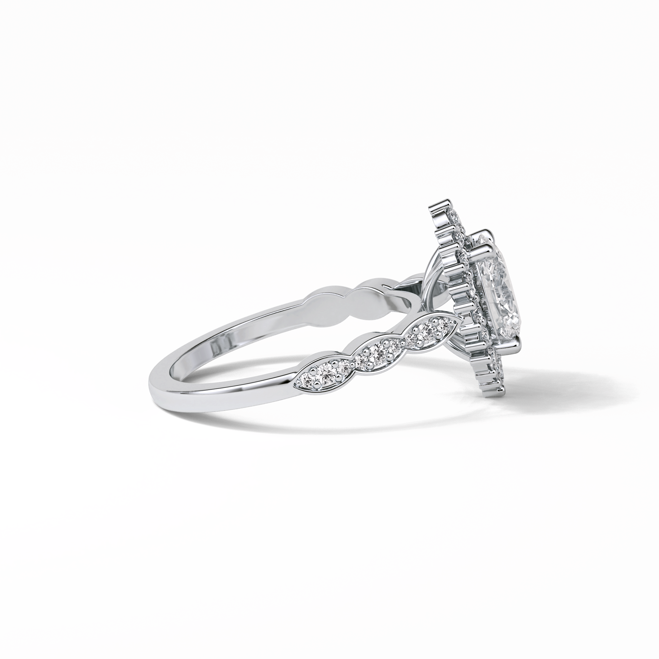 Oval Pave & Cluster Lab Grown Diamond Engagement Ring