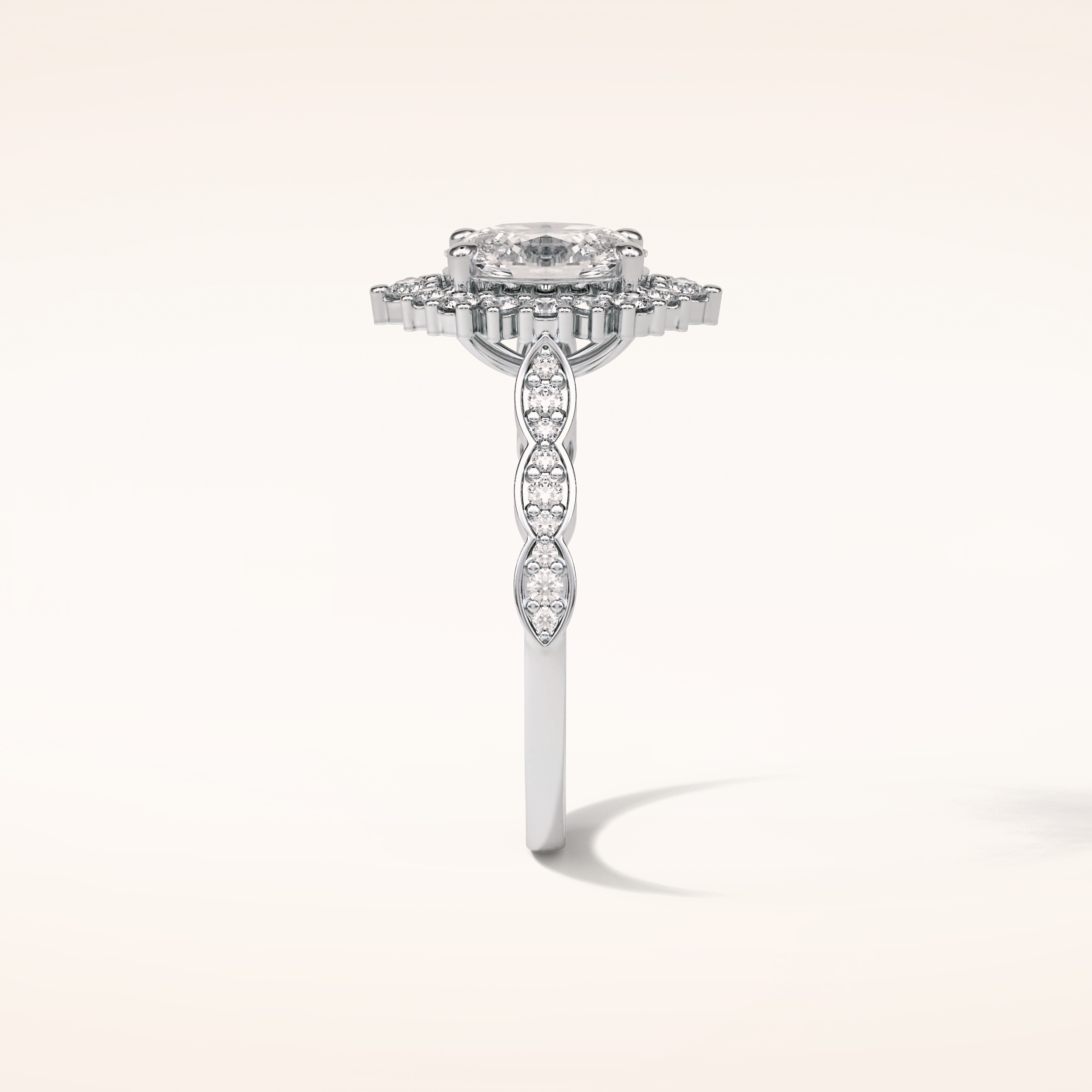 1.33 CT Oval Shaped Pave Moissanite Engagement Ring