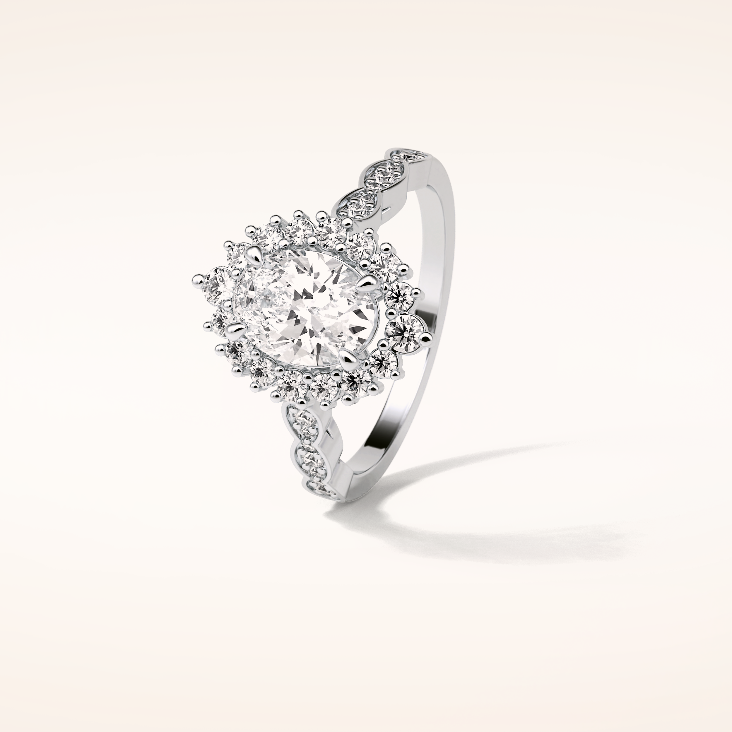 1.33 CT Oval Shaped Pave Moissanite Engagement Ring