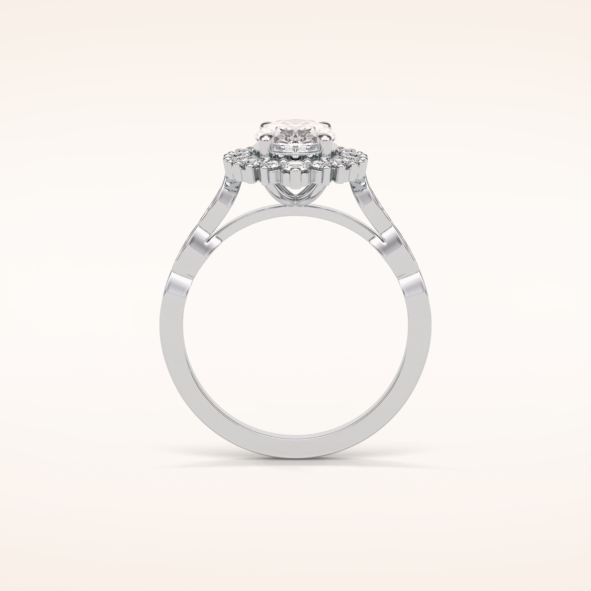 1.33 CT Oval Shaped Pave Moissanite Engagement Ring