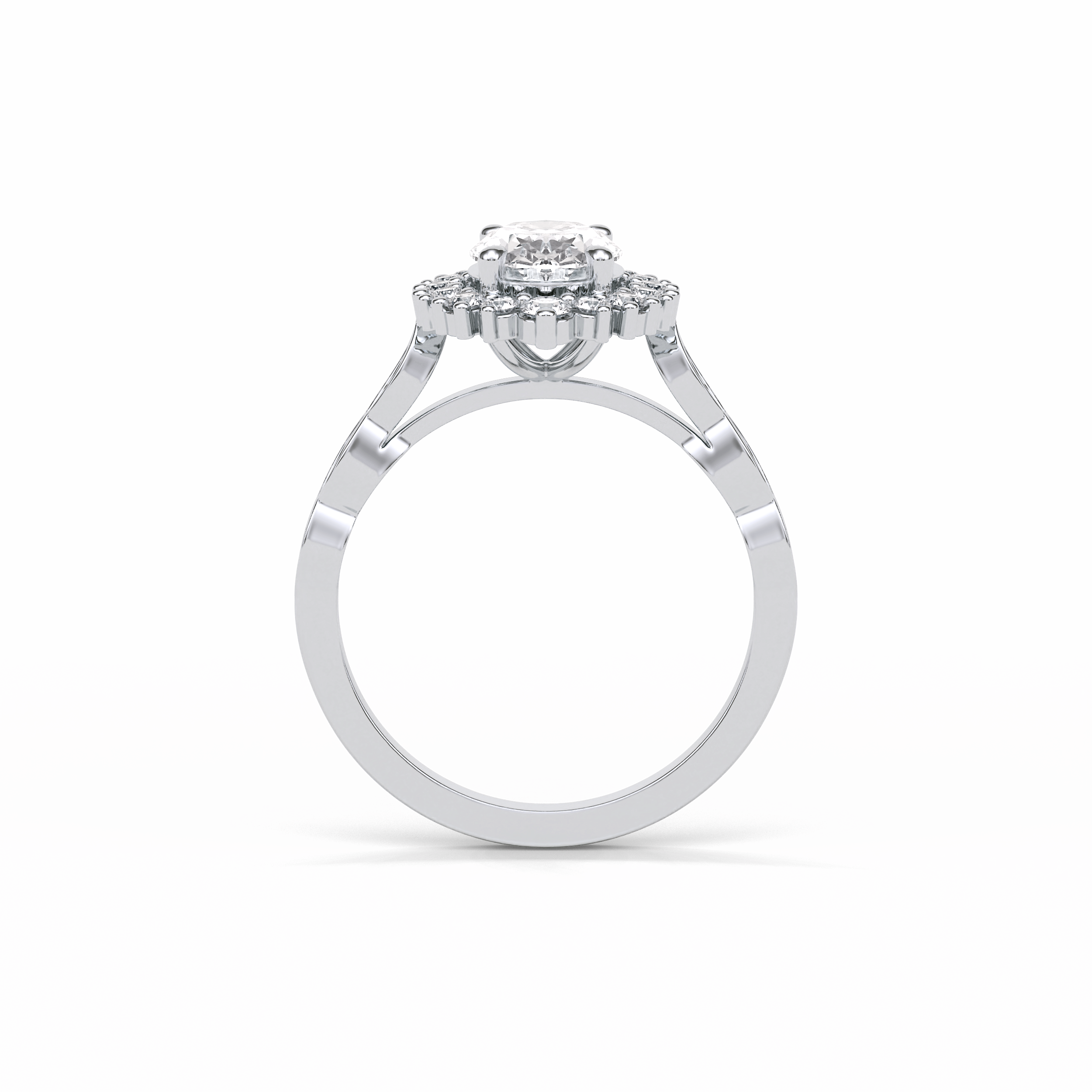 Oval Pave & Cluster Lab Grown Diamond Engagement Ring